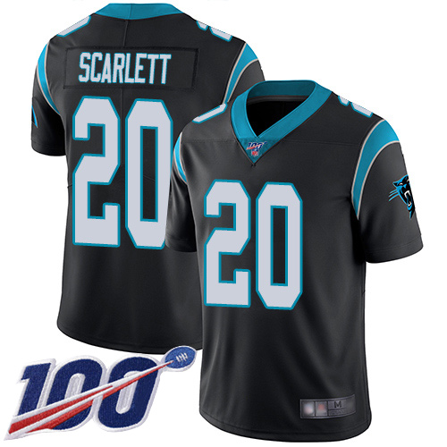 Carolina Panthers Limited Black Youth Jordan Scarlett Home Jersey NFL Football #20 100th Season Vapor Untouchable